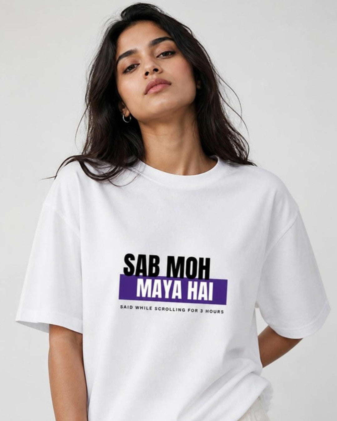 Sab Moh Maya Hai Graphic tee on female model