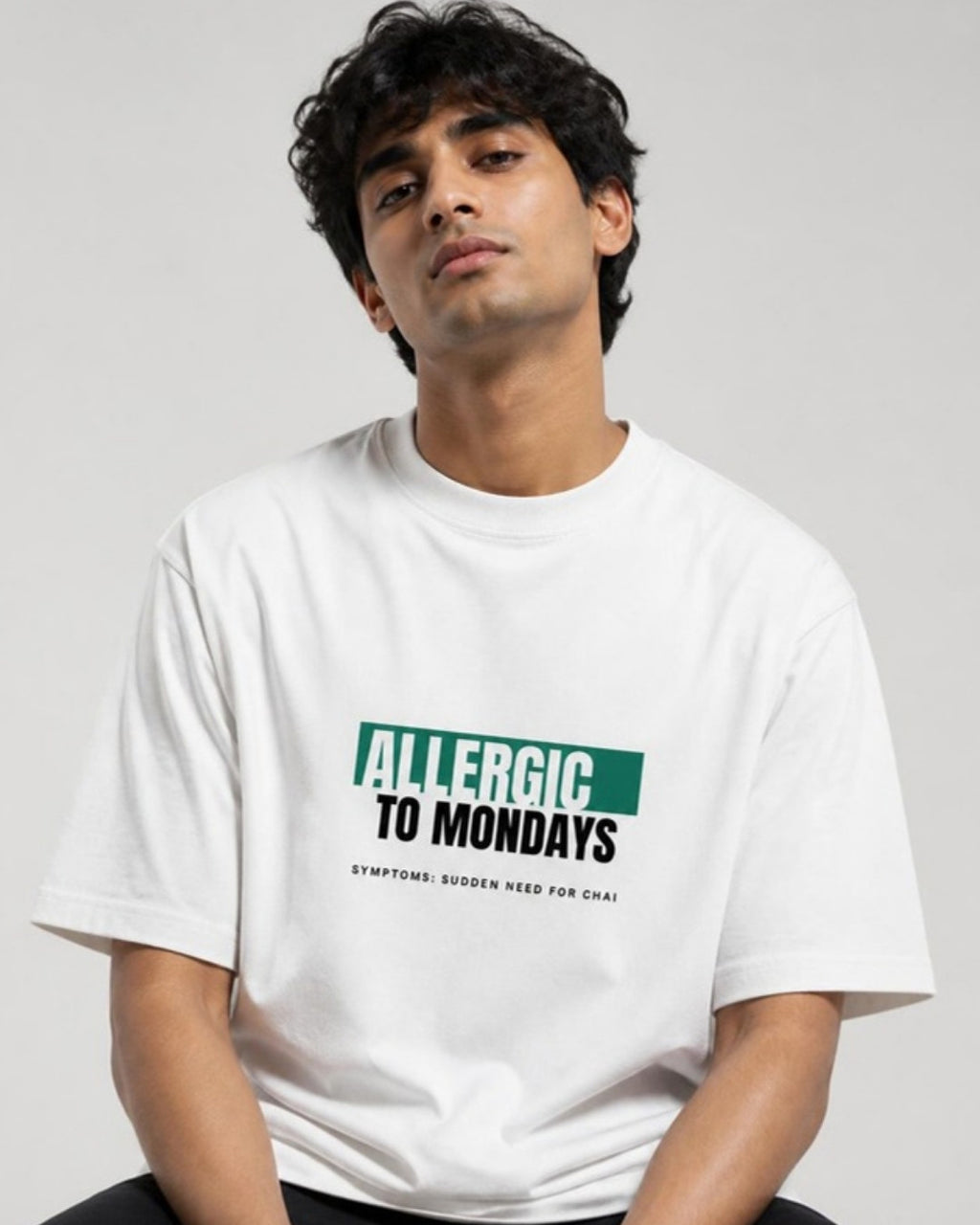 Allergic to Mondays Graphic tee on male model
