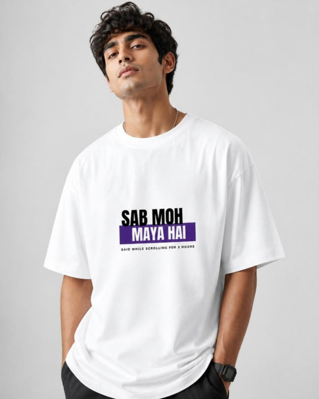 Sab Moh Maya Hai Graphic tee on male model