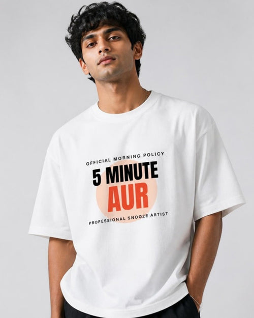 5 Minute Aur Graphic tee on male model