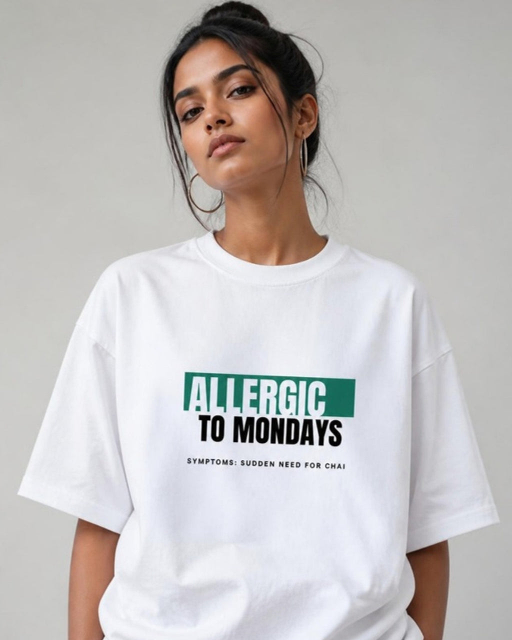 Allergic to Mondays Graphic tee on female model
